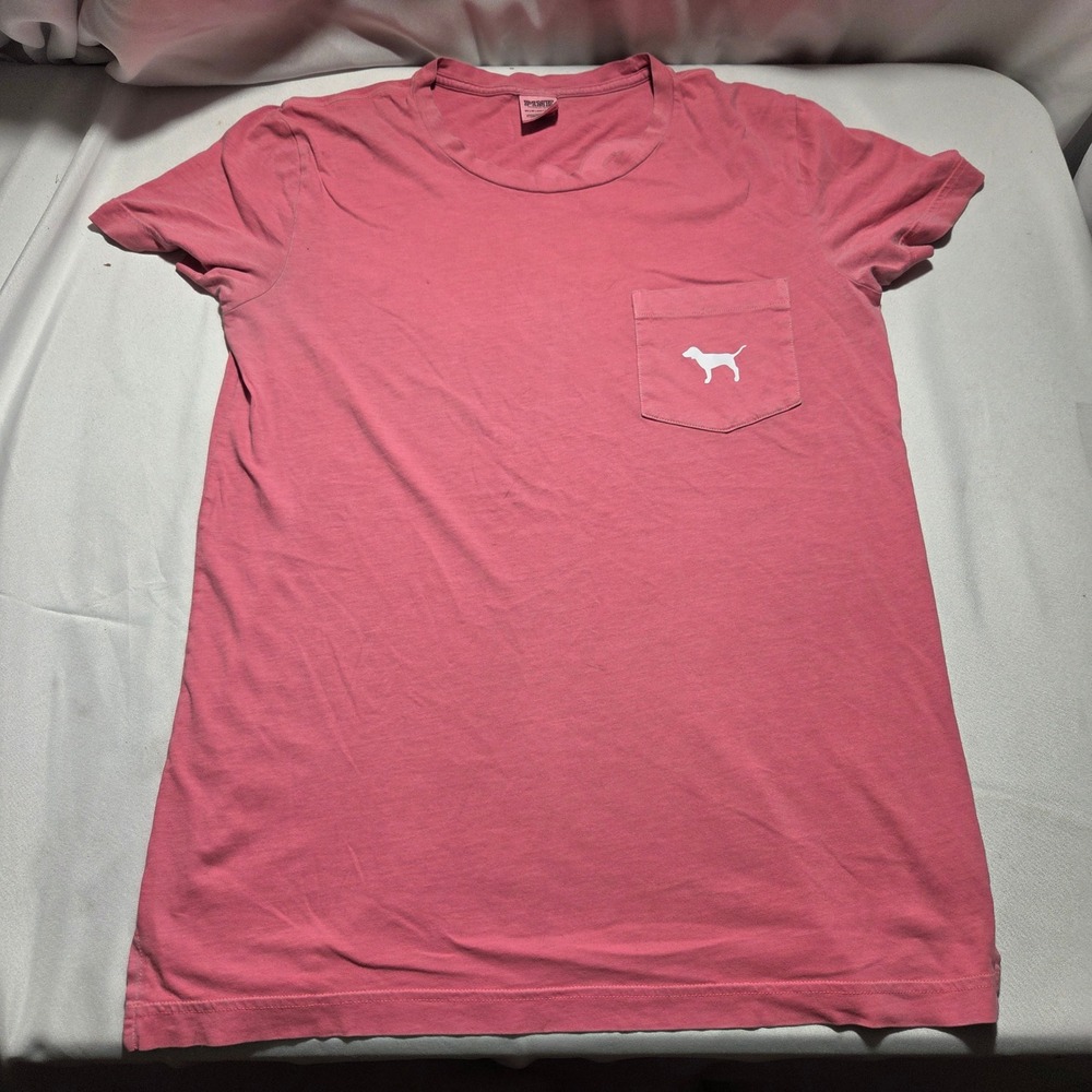 Victoria's Secret PINK Pocket T-Shirt Pink Short Sleeve Dog Logo XS